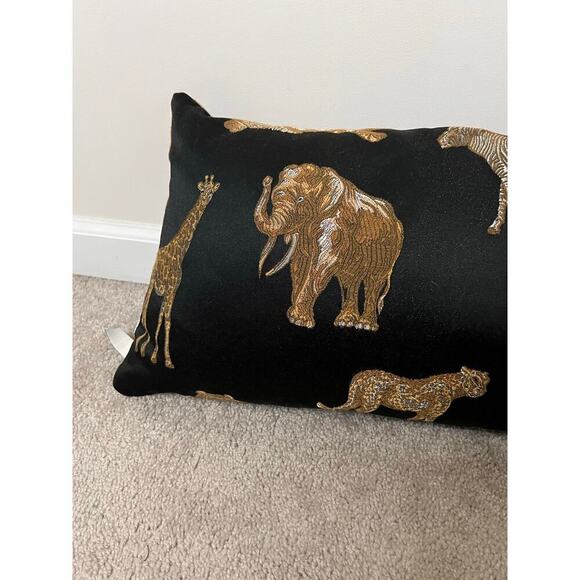 Newport Safari Animal Print Down Feather Rectangle Throw Pillow Black / Gold - Picture 8 of 9
